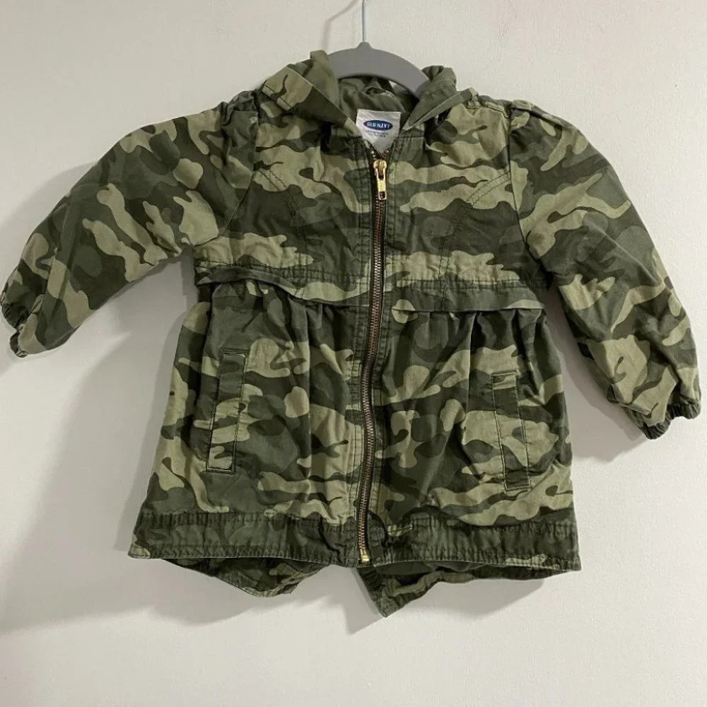 Old Navy Jacket Girls Camo Anorak‎ 2T Hooded Zip Up